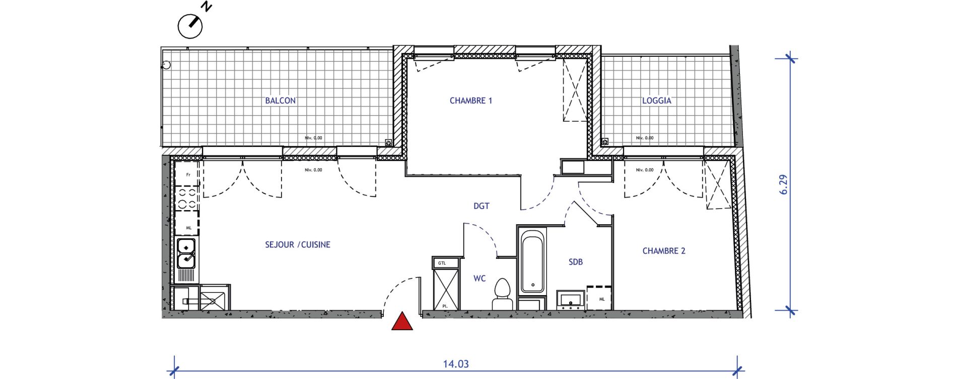 Appartement T3 de 60,90 m2 &agrave; Valenciennes Vignoble