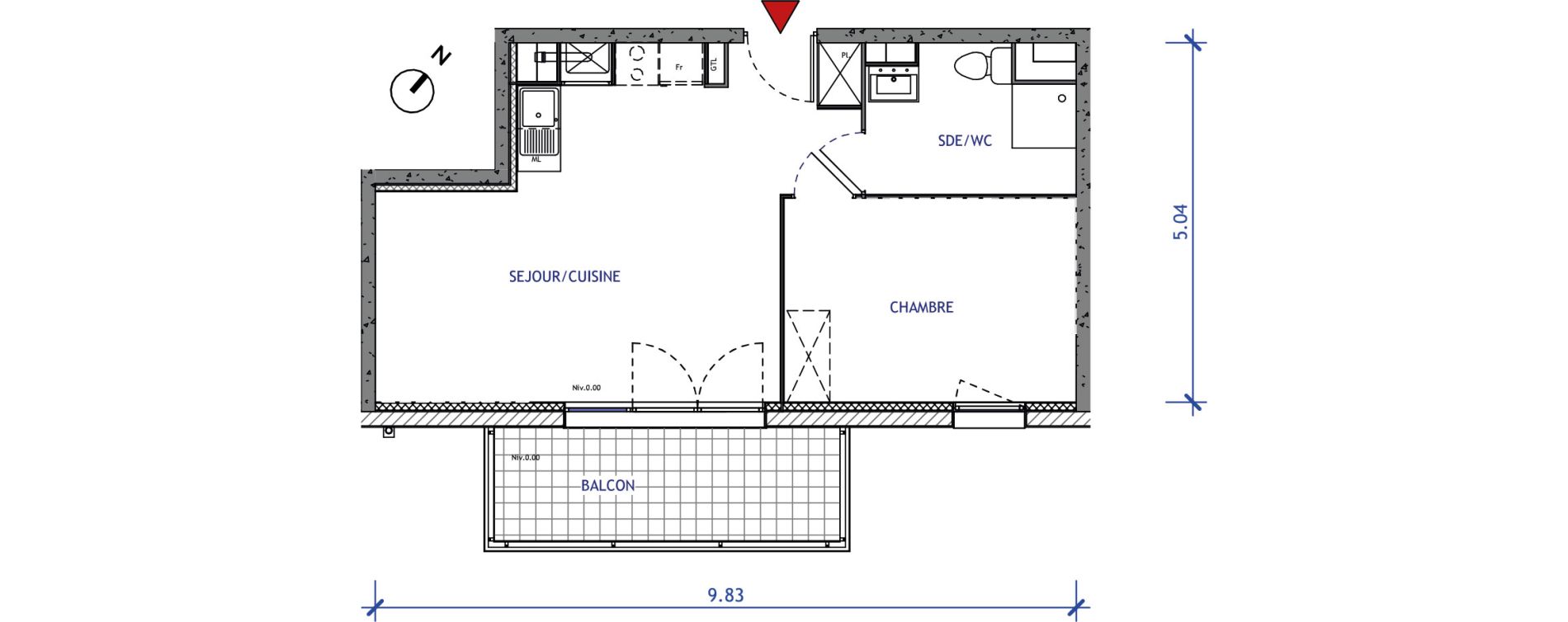 Appartement T2 de 43,14 m2 &agrave; Valenciennes Vignoble
