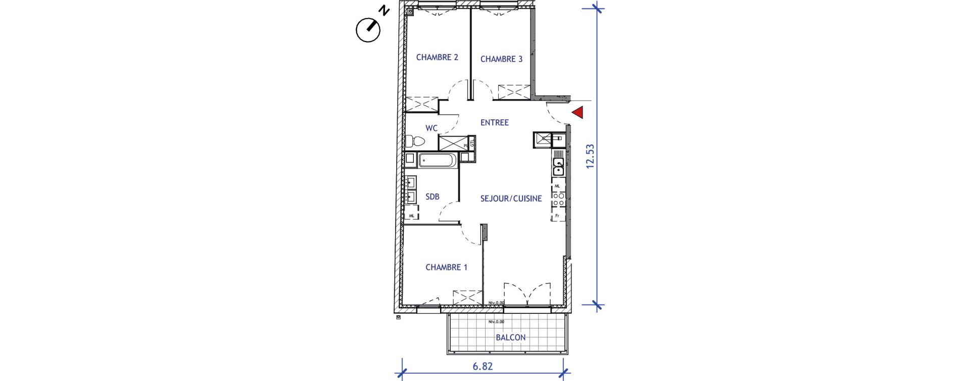 Appartement T4 de 76,21 m2 &agrave; Valenciennes Vignoble