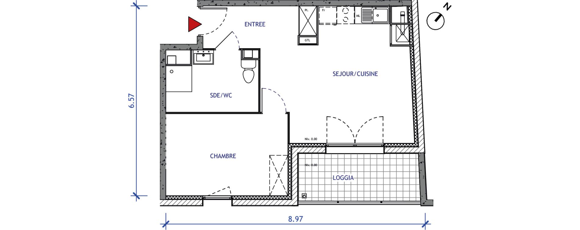 Appartement T2 de 43,62 m2 &agrave; Valenciennes Vignoble