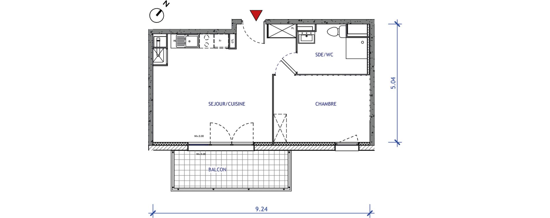 Appartement T2 de 42,49 m2 &agrave; Valenciennes Vignoble