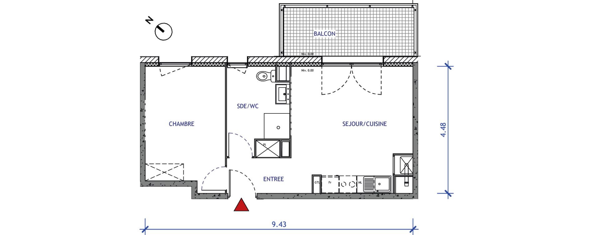 Appartement T2 de 39,72 m2 &agrave; Valenciennes Vignoble
