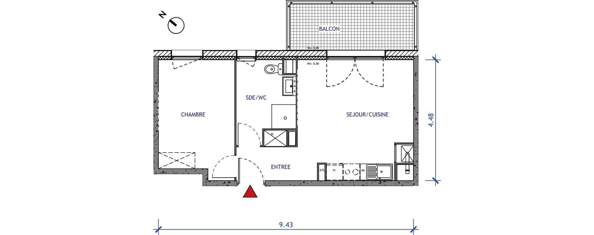 Appartement T2 de 39,72 m2 &agrave; Valenciennes Vignoble