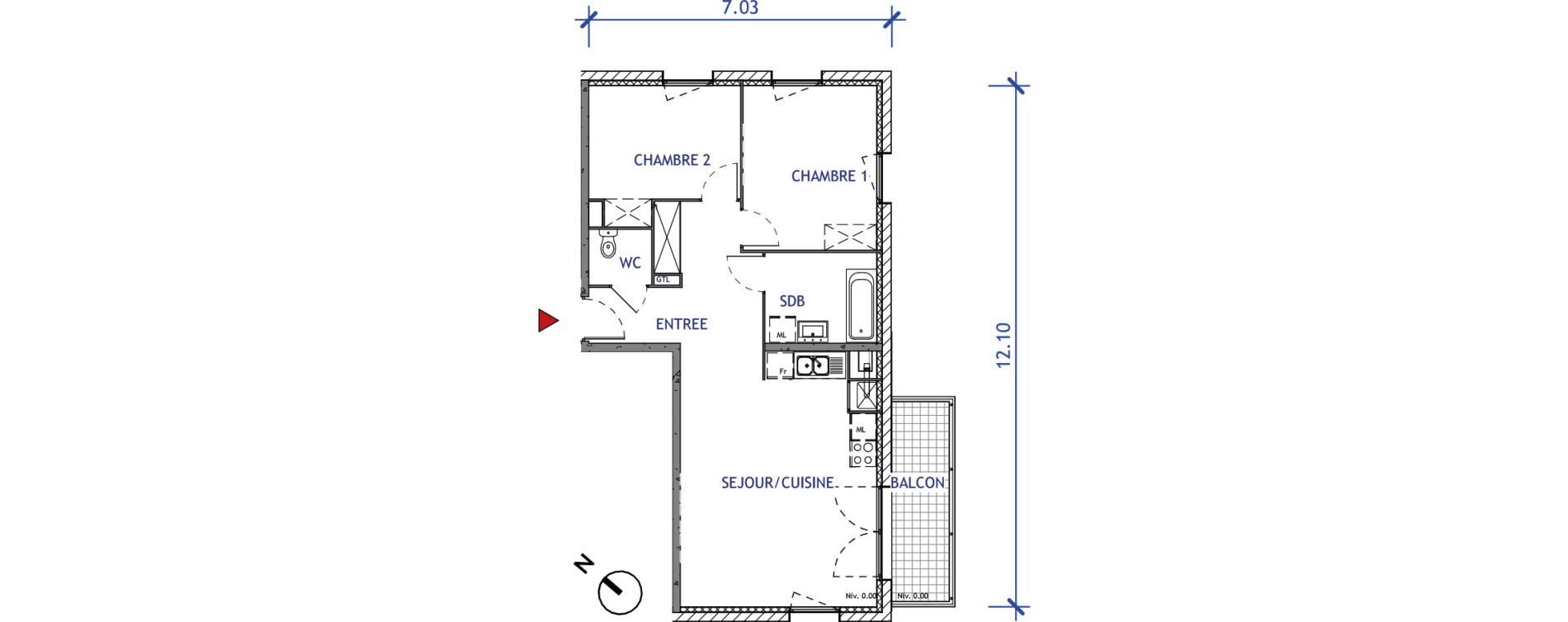 Appartement T3 de 65,07 m2 &agrave; Valenciennes Vignoble