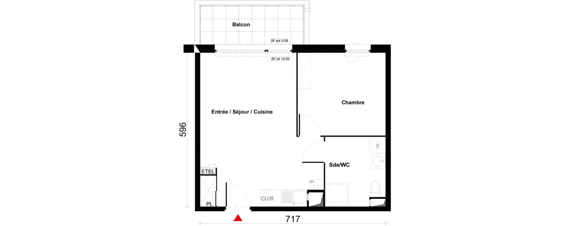 Appartement T2 de 41,42 m2 &agrave; Valenciennes Saint-michel