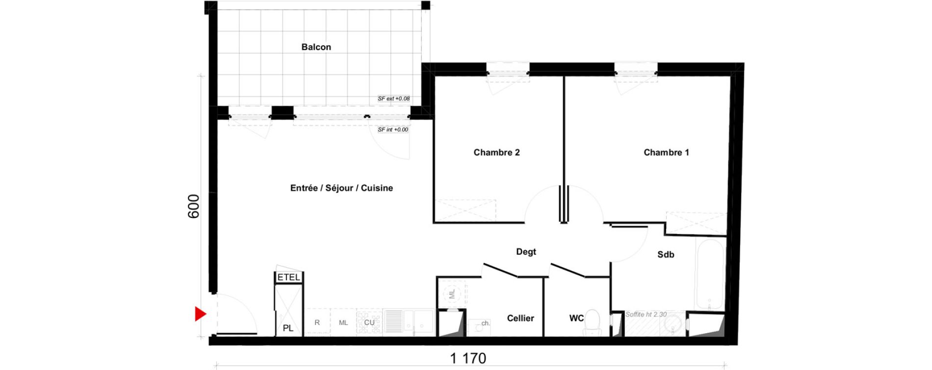 Appartement T3 de 63,04 m2 &agrave; Valenciennes Saint-michel