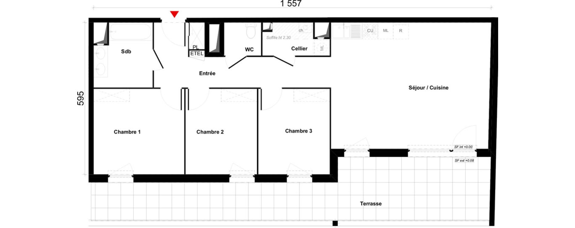 Appartement T4 de 82,36 m2 &agrave; Valenciennes Saint-michel