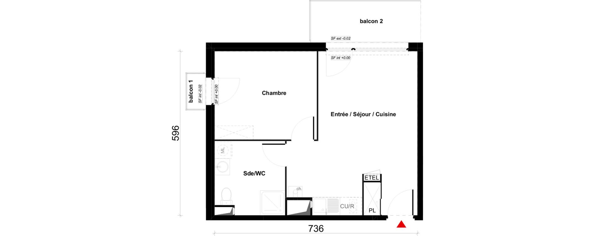 Appartement T2 de 42,24 m2 &agrave; Valenciennes Saint-michel