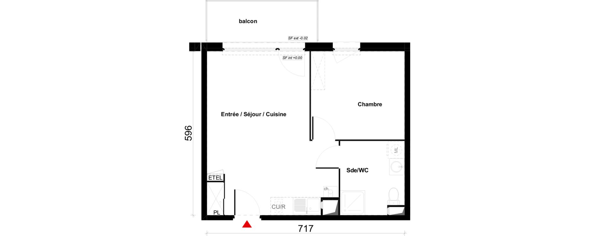 Appartement T2 de 41,42 m2 &agrave; Valenciennes Saint-michel