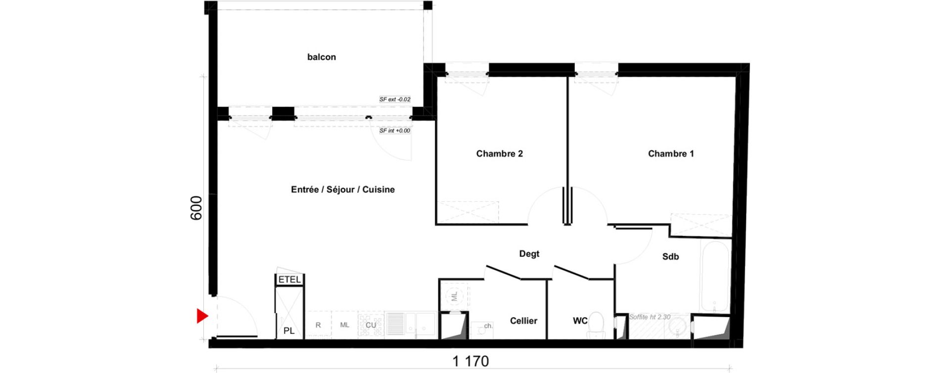 Appartement T3 de 63,04 m2 &agrave; Valenciennes Saint-michel