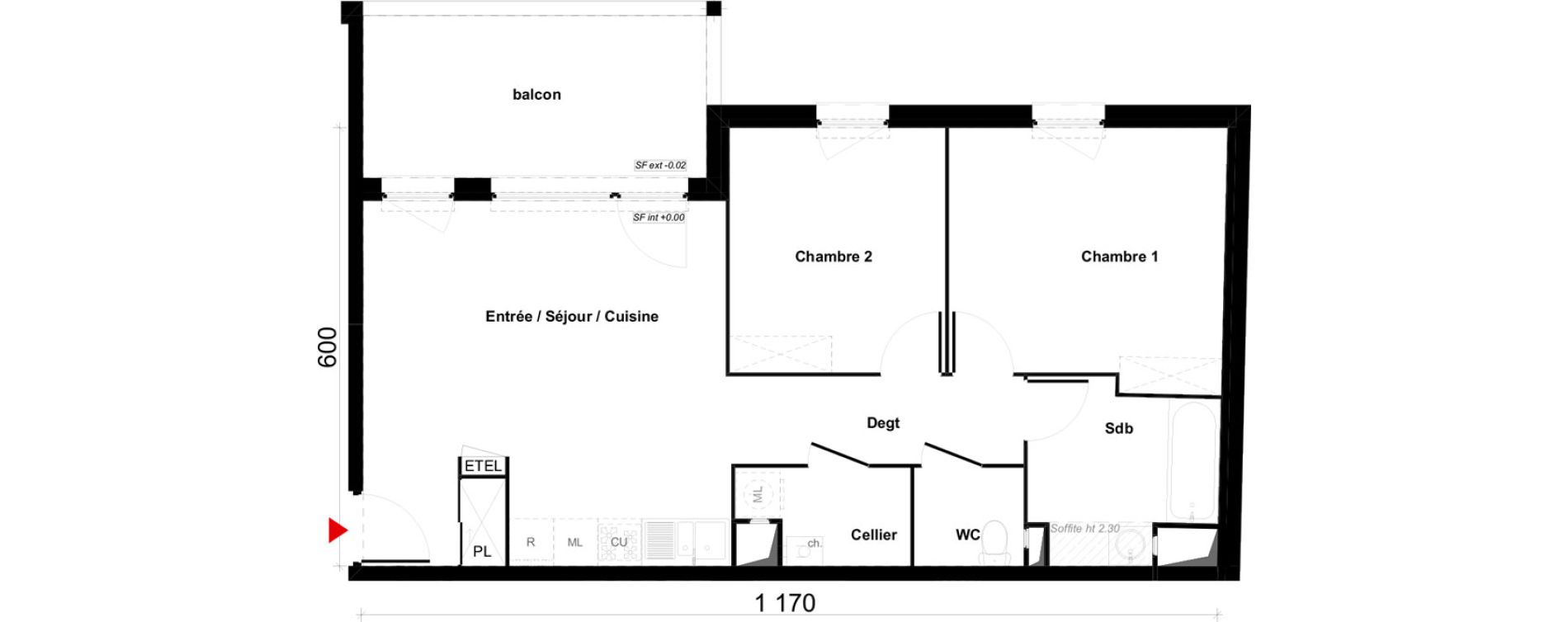 Appartement T3 de 63,04 m2 &agrave; Valenciennes Saint-michel