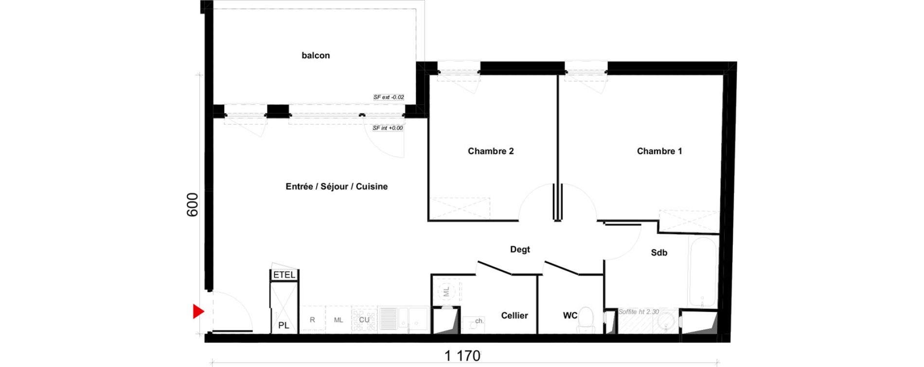 Appartement T3 de 63,04 m2 &agrave; Valenciennes Saint-michel