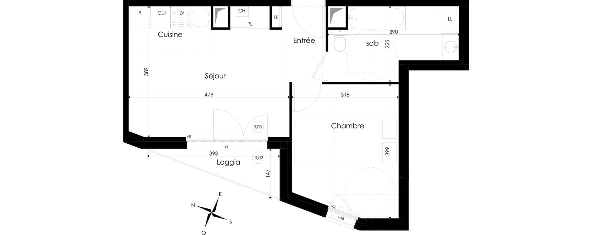 Appartement T2 de 39,44 m2 &agrave; Valenciennes Faubourg sainte-catherine
