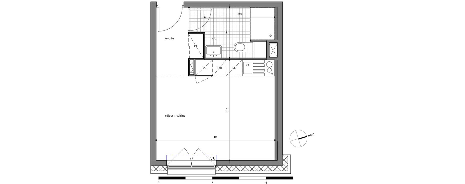 Appartement T1 de 24,09 m2 &agrave; Valenciennes Centre