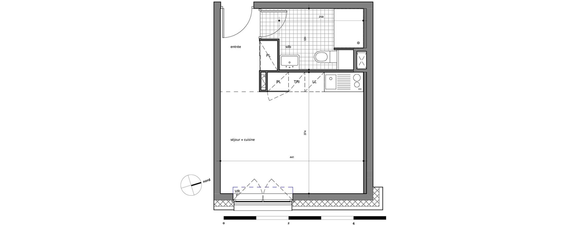 Appartement T1 de 24,09 m2 &agrave; Valenciennes Centre