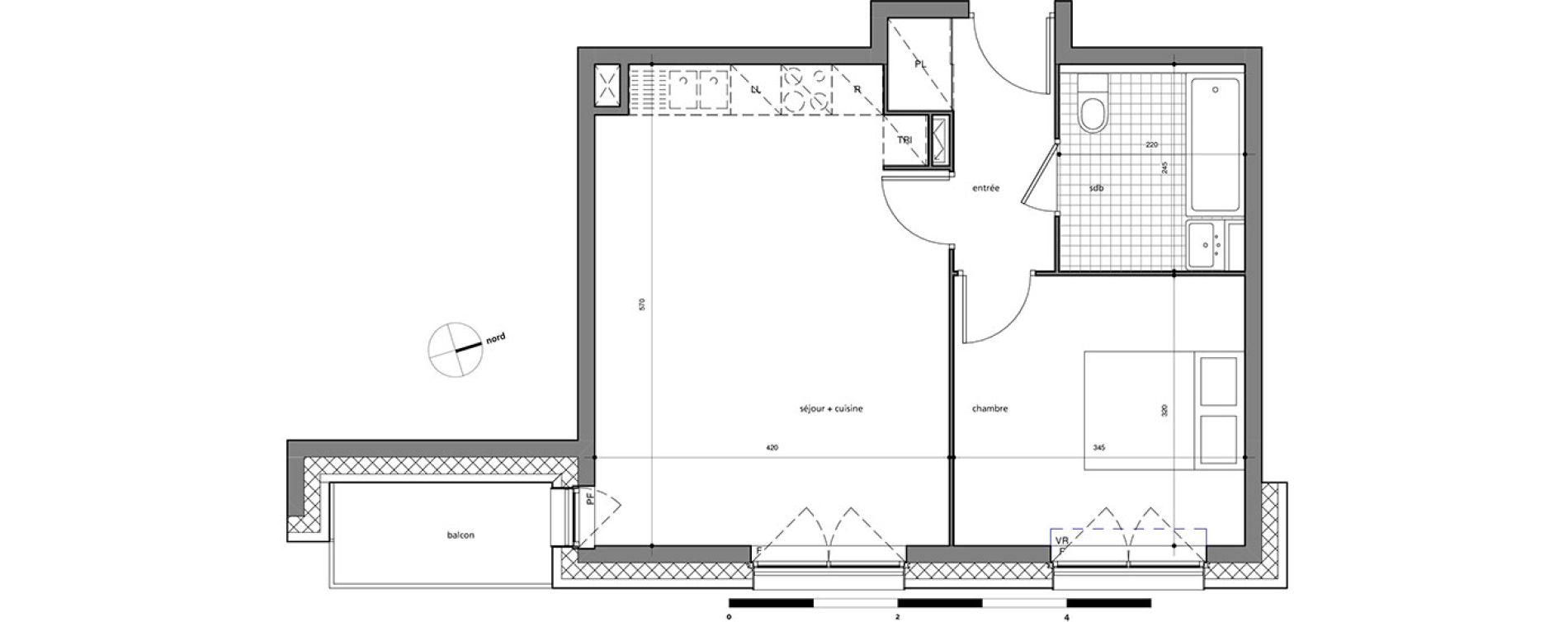 Appartement T2 de 43,56 m2 &agrave; Valenciennes Centre