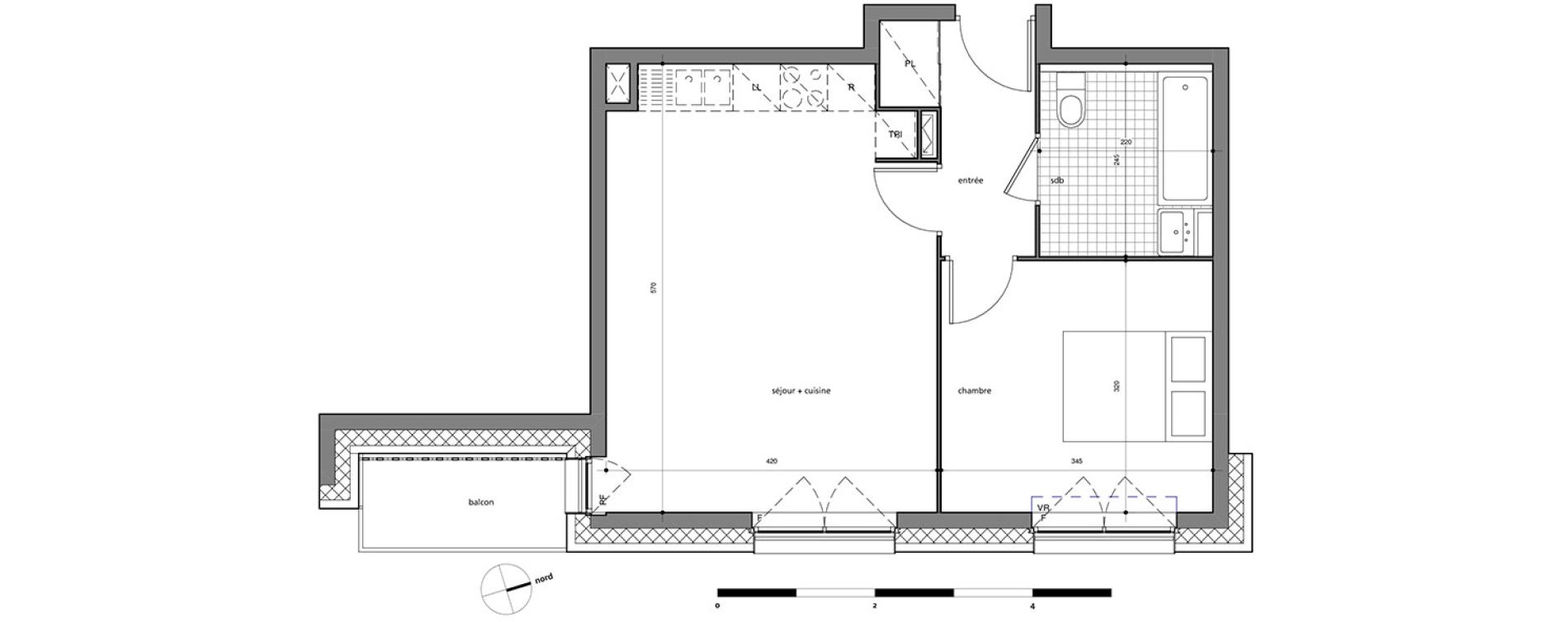 Appartement T2 de 43,56 m2 &agrave; Valenciennes Centre