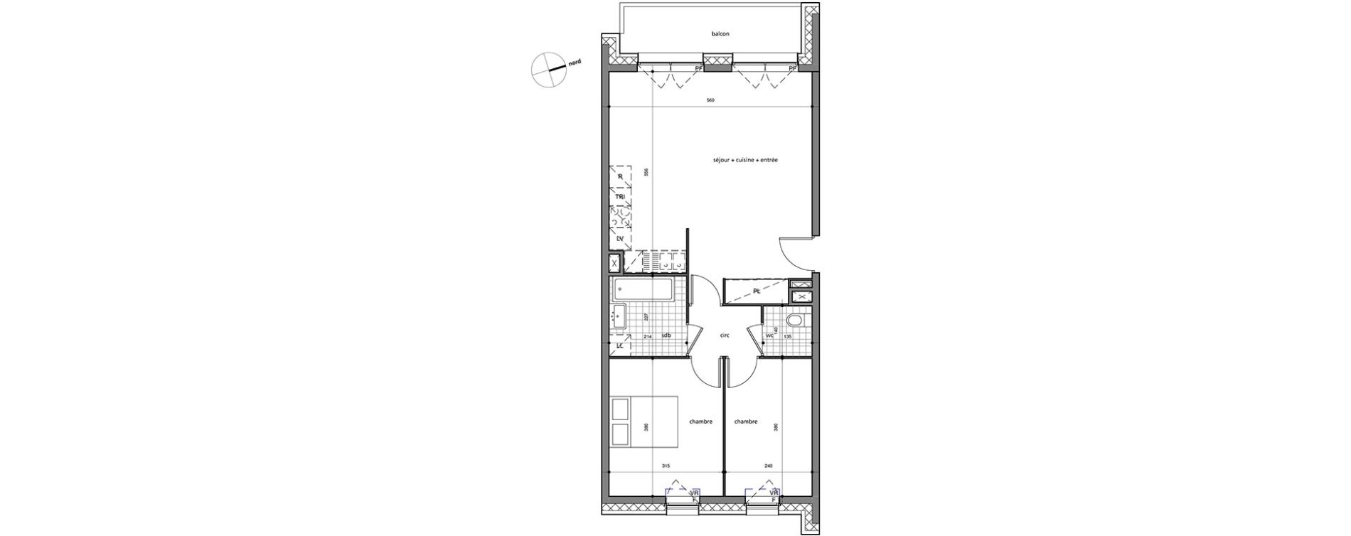 Appartement T3 de 63,73 m2 &agrave; Valenciennes Centre