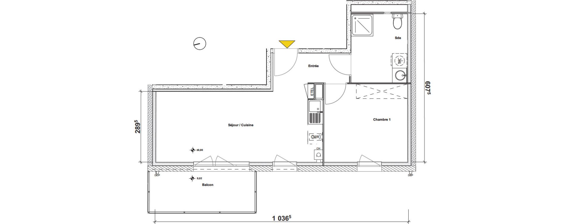 Appartement T2 de 41,23 m2 &agrave; Valenciennes Centre