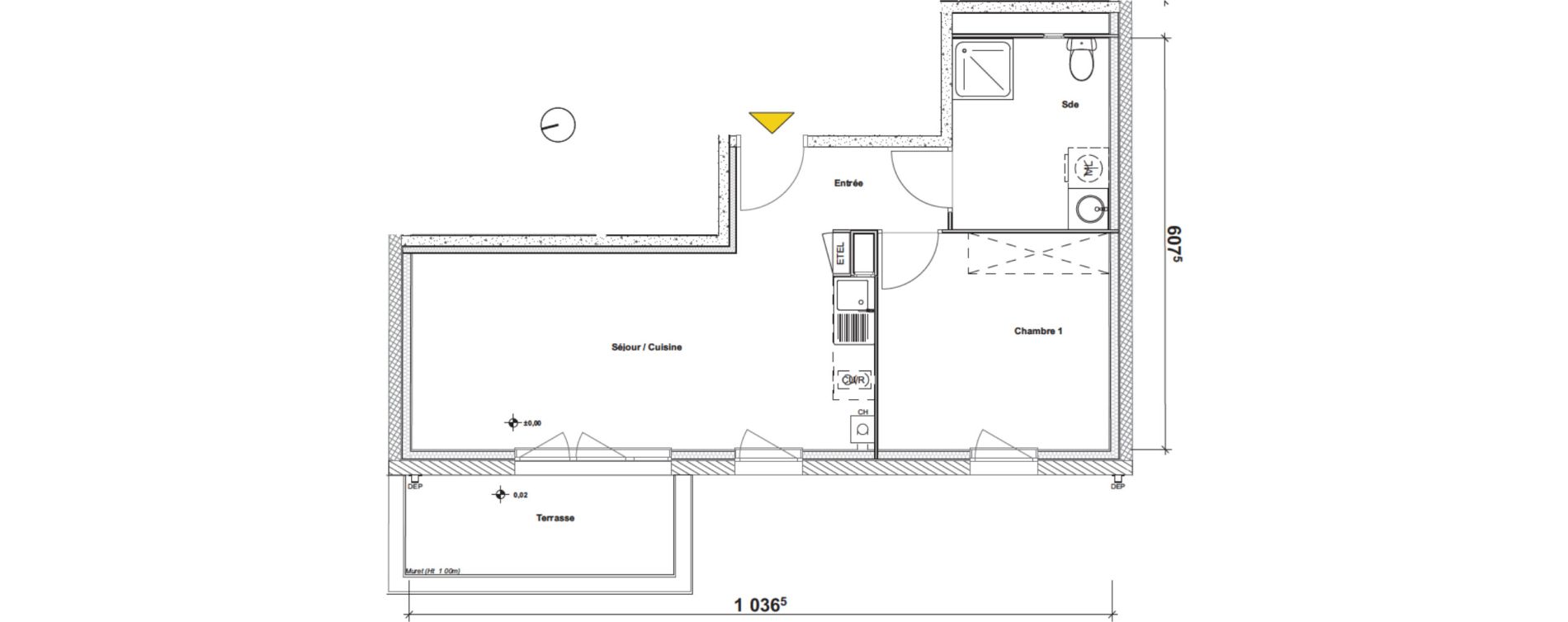 Appartement T2 de 41,23 m2 &agrave; Valenciennes Centre