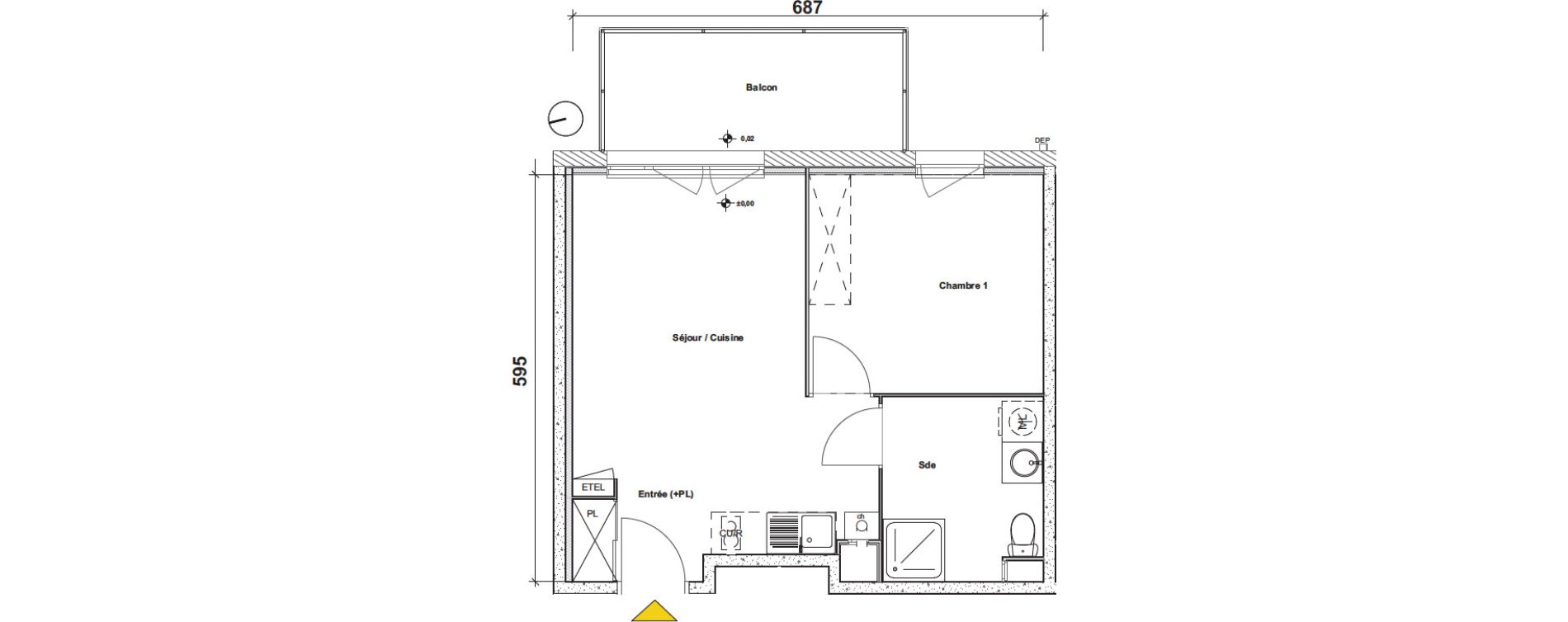 Appartement T2 de 38,81 m2 &agrave; Valenciennes Centre