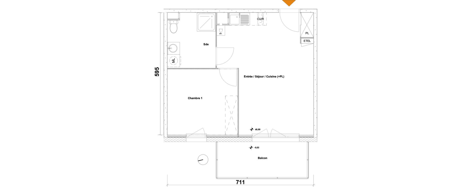 Appartement T2 de 41,04 m2 &agrave; Valenciennes Centre