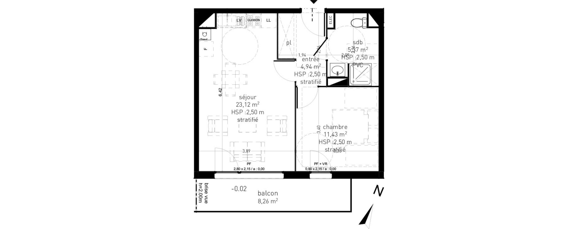 Appartement T2 de 44,86 m2 &agrave; Valenciennes Centre