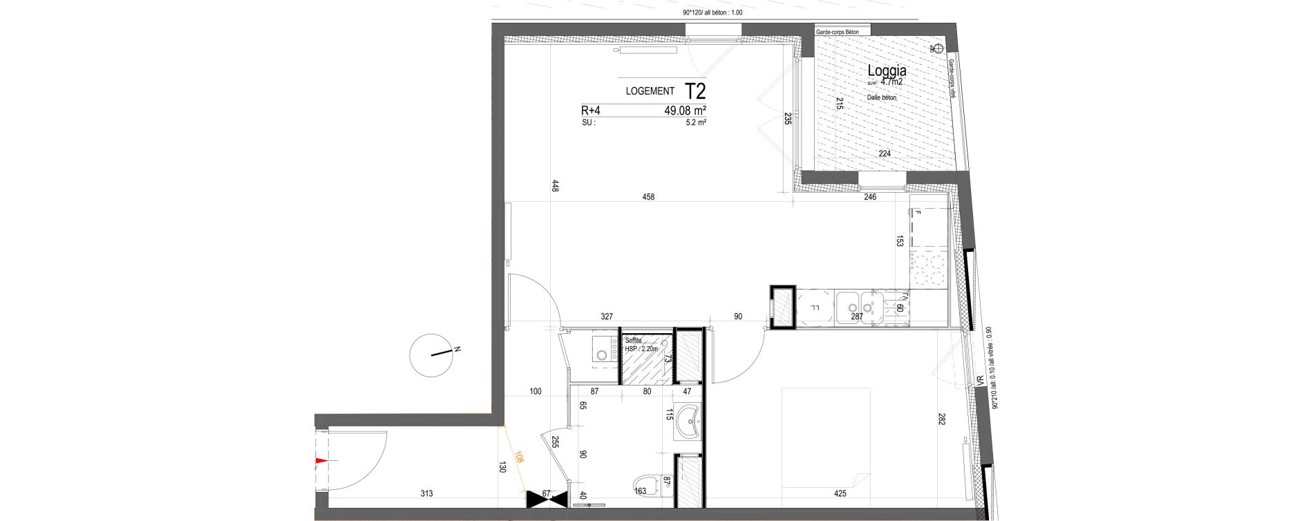 Appartement T2 de 49,10 m2 &agrave; Valenciennes Centre