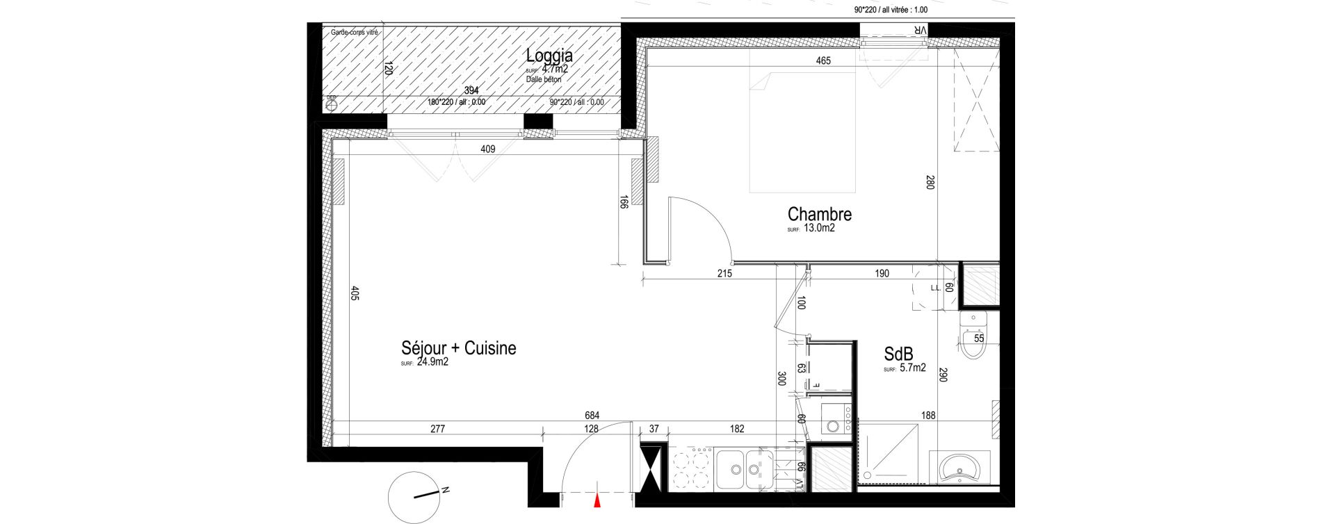 Appartement T2 de 43,70 m2 &agrave; Valenciennes Centre