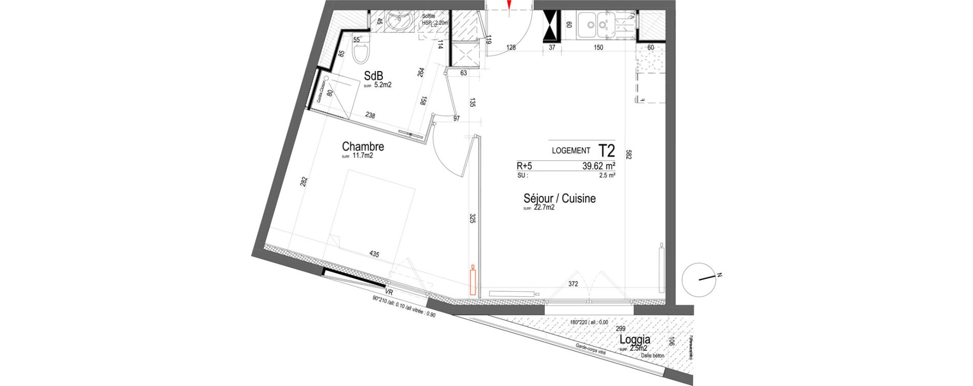 Appartement T2 de 39,60 m2 &agrave; Valenciennes Centre