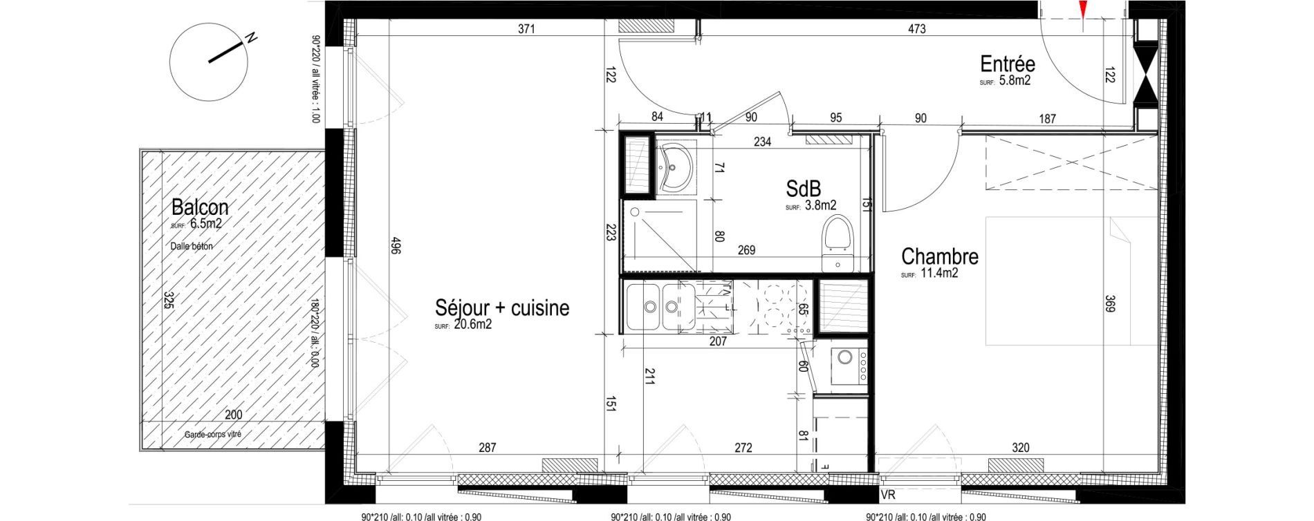 Appartement T2 de 41,60 m2 &agrave; Valenciennes Centre