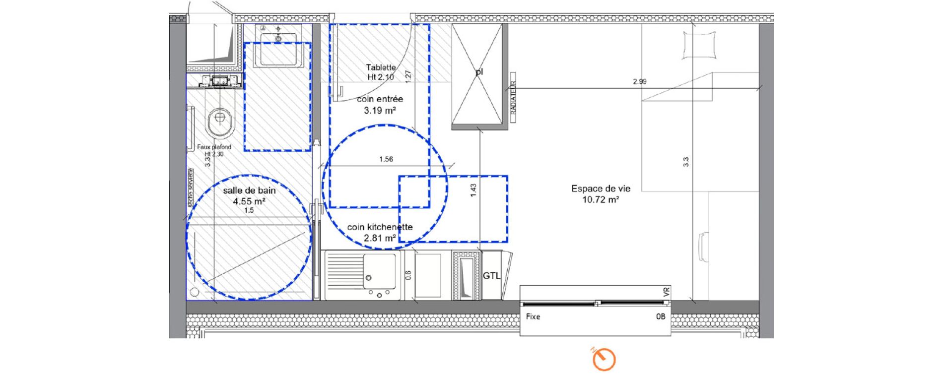 Appartement T1 de 21,27 m2 &agrave; Villeneuve-D'Ascq Sart