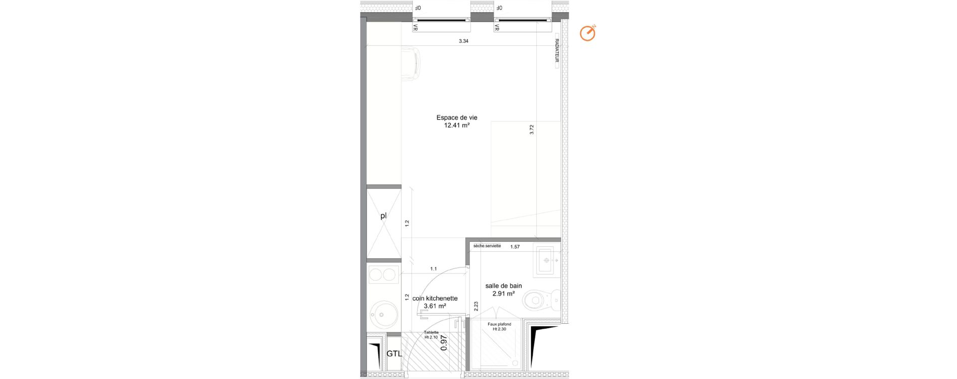 Studio de 18,93 m2 &agrave; Villeneuve-D'Ascq Sart