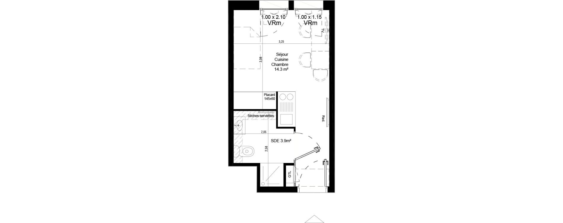 Appartement T1 meubl&eacute; de 18,20 m2 &agrave; Villeneuve-D'Ascq Pont de bois