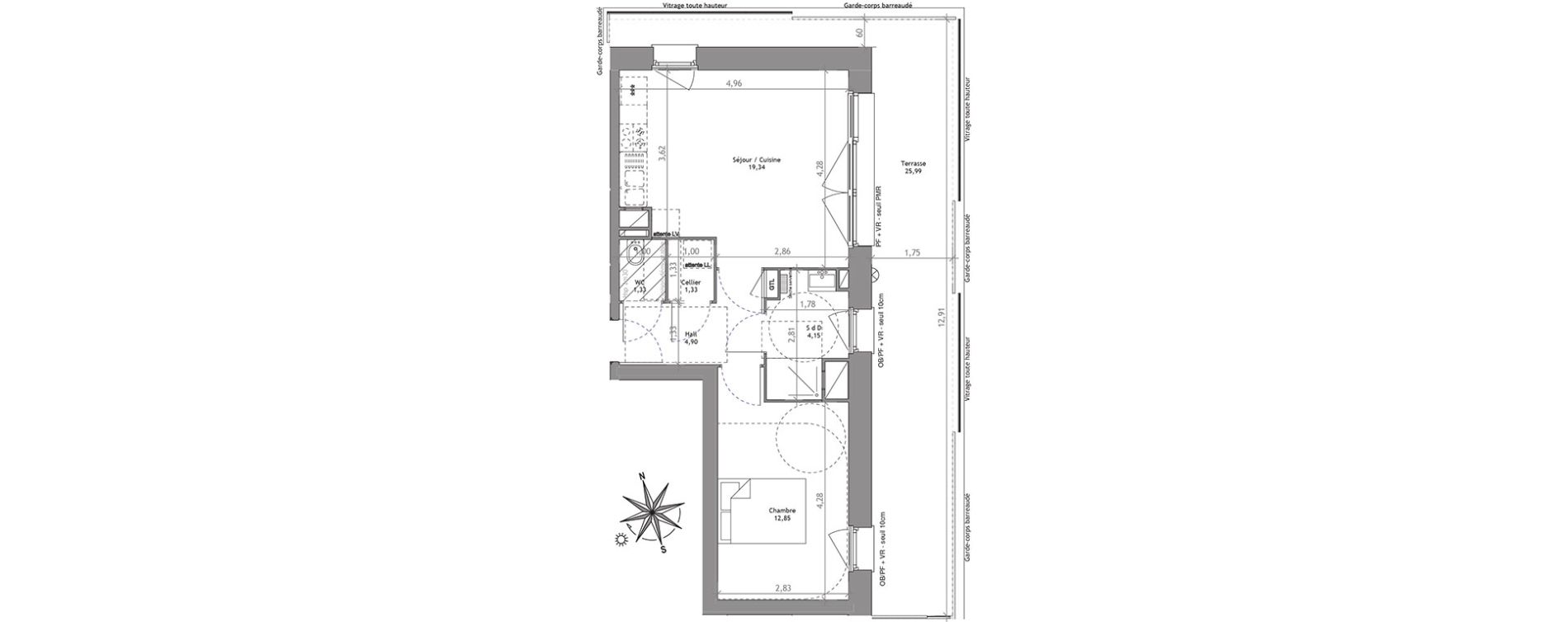 Appartement T2 de 43,90 m2 &agrave; Villeneuve-D'Ascq Centre