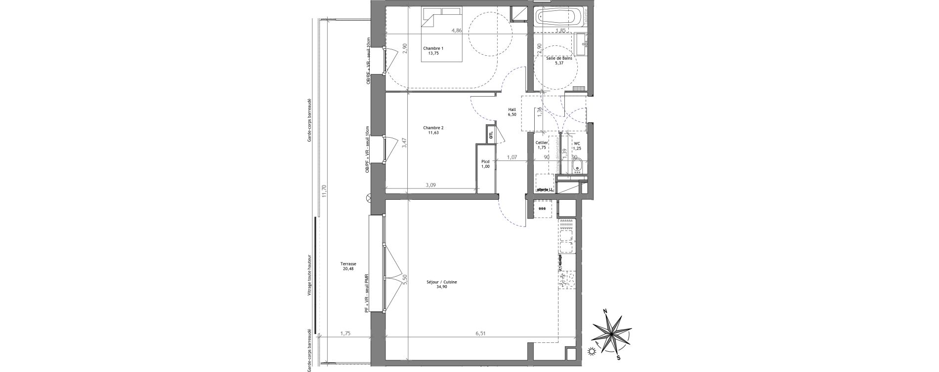 Appartement T3 de 76,15 m2 &agrave; Villeneuve-D'Ascq Centre