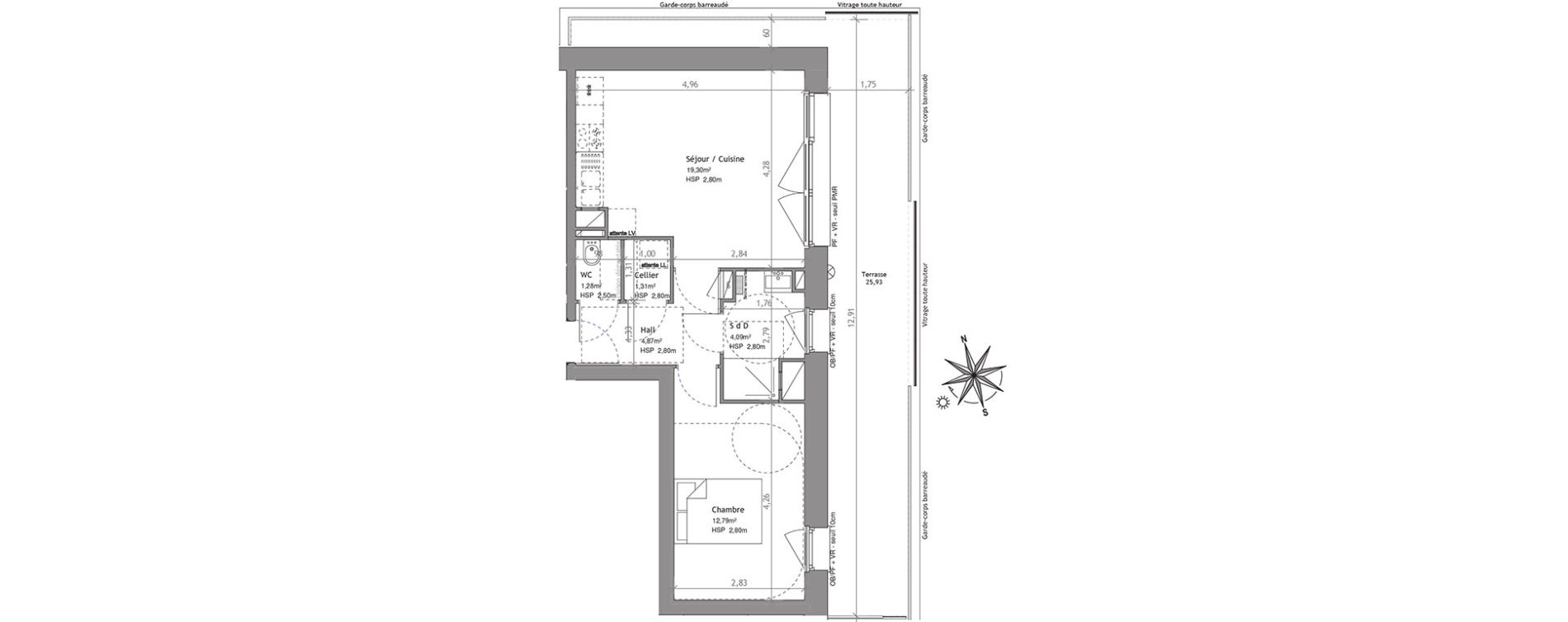Appartement T2 de 43,64 m2 &agrave; Villeneuve-D'Ascq Centre