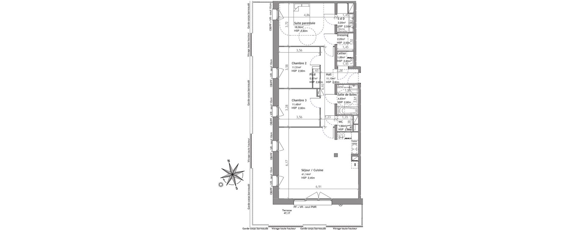 Appartement T4 de 108,33 m2 &agrave; Villeneuve-D'Ascq Centre