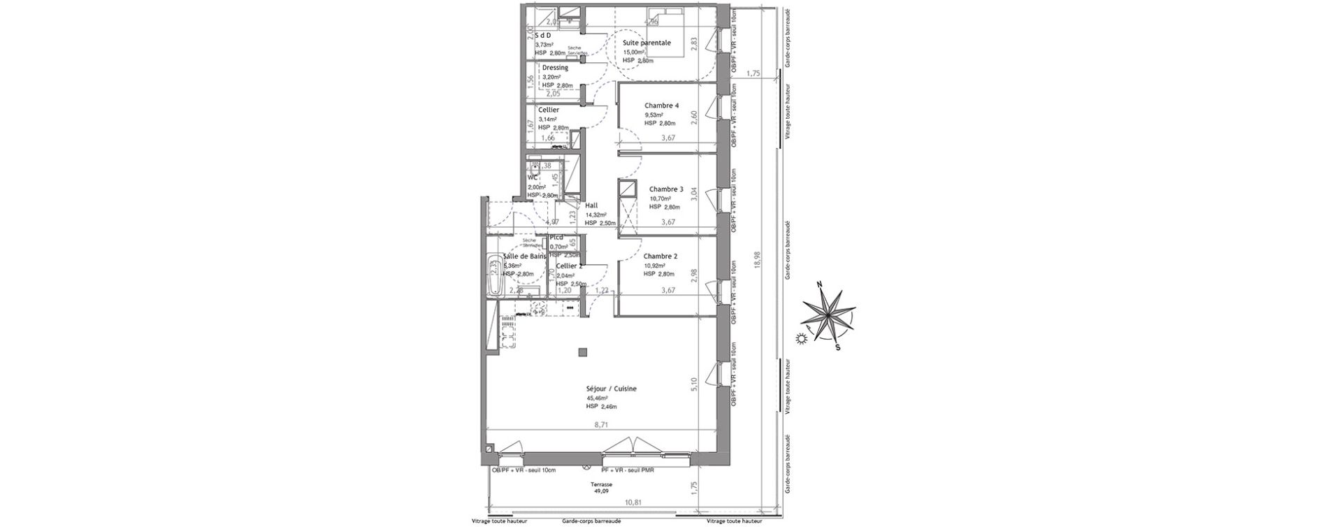 Appartement T5 de 125,10 m2 &agrave; Villeneuve-D'Ascq Centre