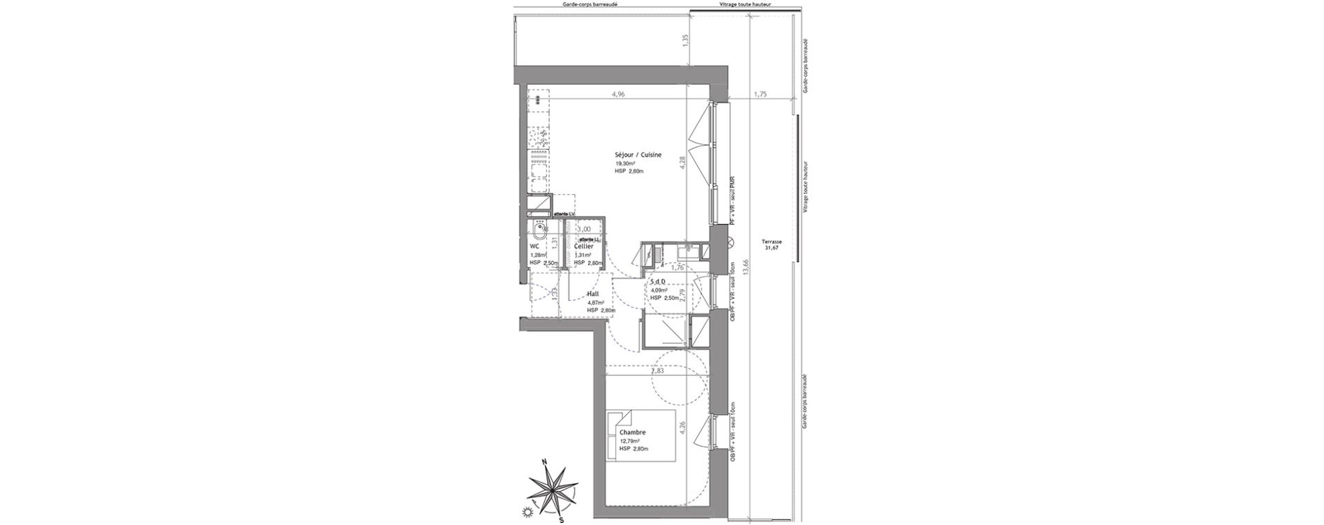 Appartement T2 de 43,64 m2 &agrave; Villeneuve-D'Ascq Centre