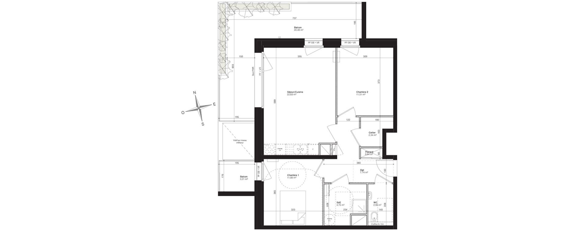 Appartement T3 de 64,31 m2 &agrave; Villeneuve-D'Ascq Centre