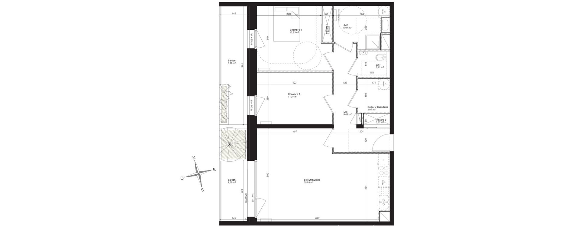 Appartement T3 de 77,61 m2 &agrave; Villeneuve-D'Ascq Centre