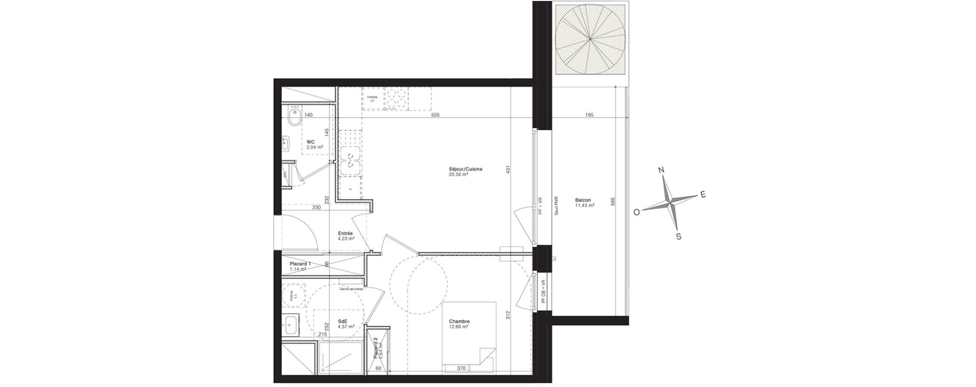 Appartement T2 de 45,84 m2 &agrave; Villeneuve-D'Ascq Centre
