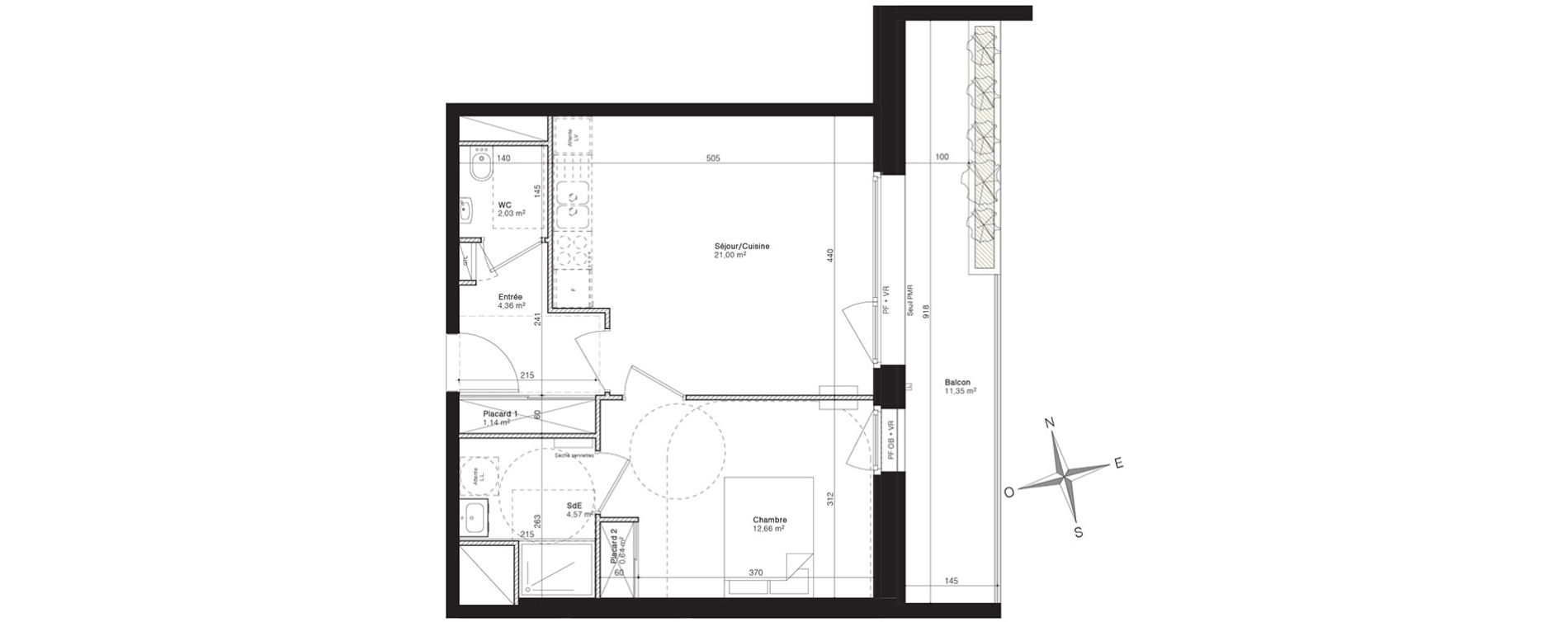 Appartement T2 de 46,40 m2 &agrave; Villeneuve-D'Ascq Centre