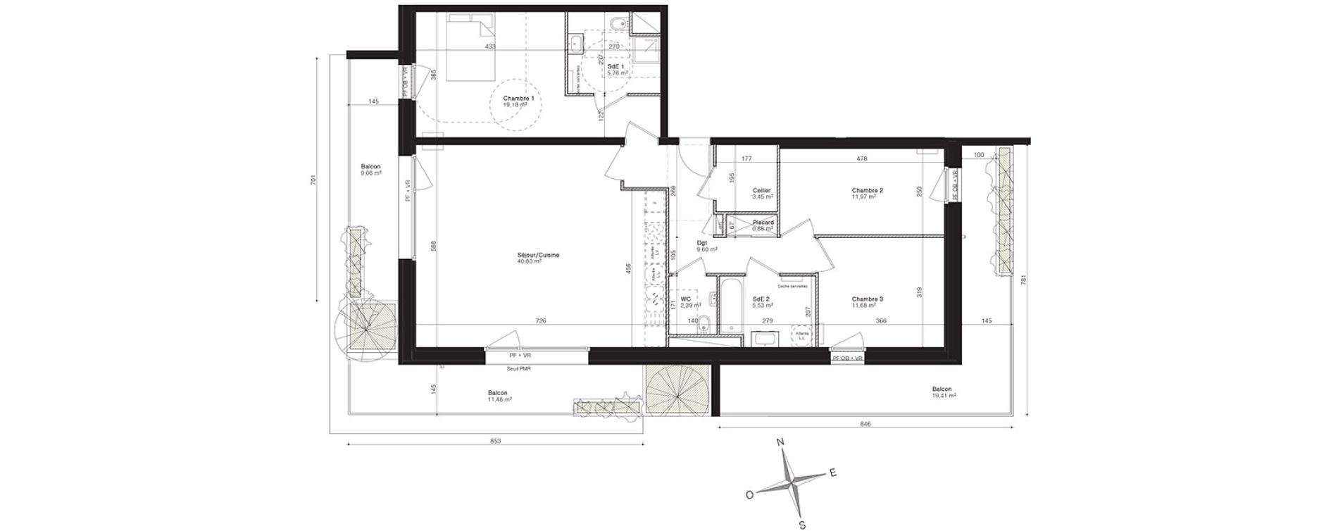 Appartement T4 de 111,27 m2 &agrave; Villeneuve-D'Ascq Centre
