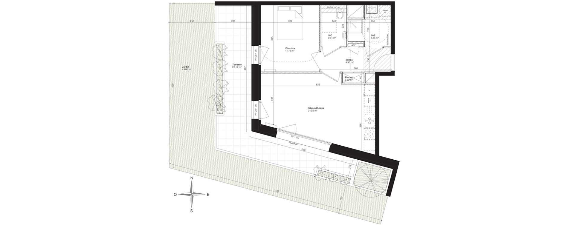 Appartement T2 de 46,17 m2 &agrave; Villeneuve-D'Ascq Centre