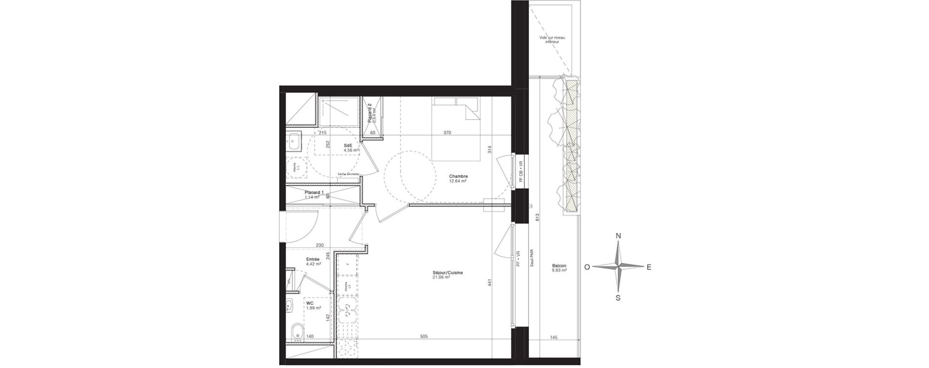 Appartement T2 de 46,45 m2 &agrave; Villeneuve-D'Ascq Centre