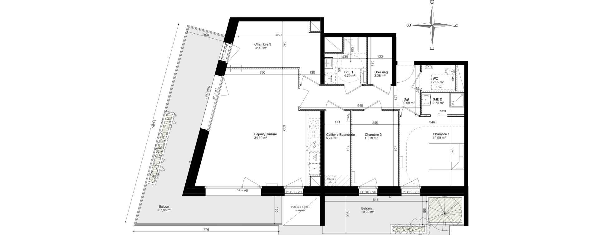 Appartement T4 de 99,09 m2 &agrave; Villeneuve-D'Ascq Centre