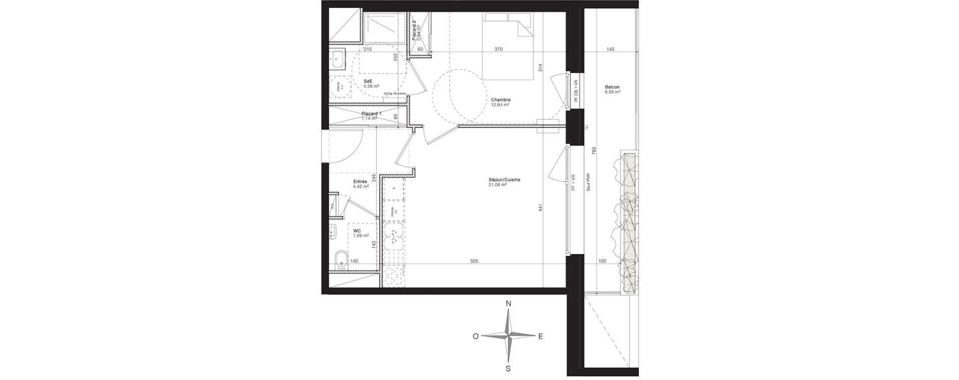 Appartement T2 de 46,45 m2 &agrave; Villeneuve-D'Ascq Centre