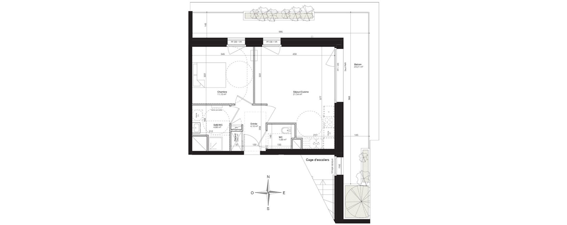 Appartement T2 de 43,99 m2 &agrave; Villeneuve-D'Ascq Centre